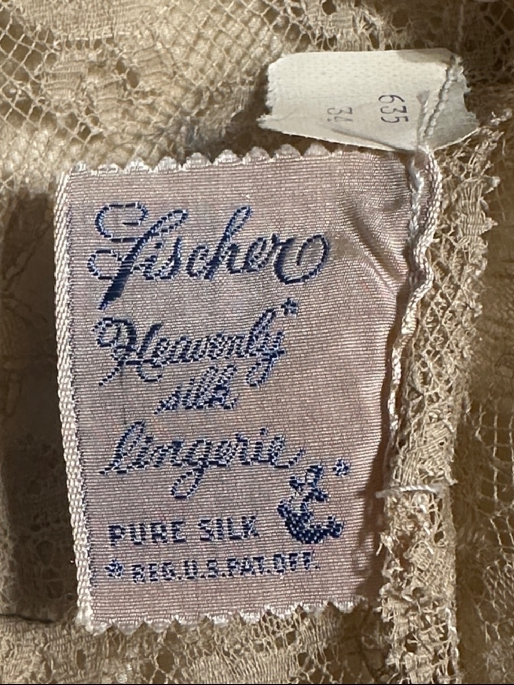 Vintage Silky Lace-Trim Slip Chemise in Cream by Fischer Lingerie - Picture 6 of 13
